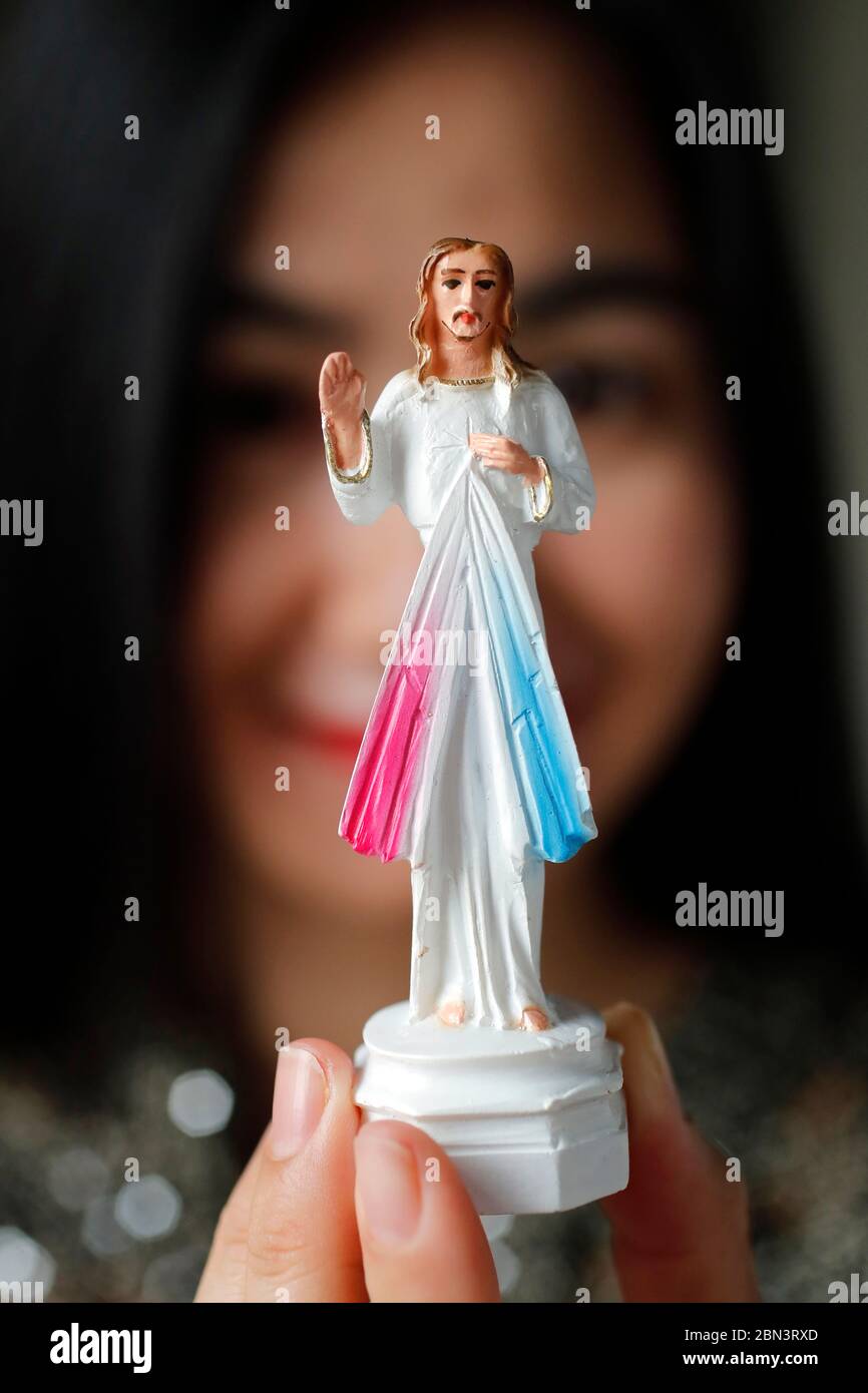 Woman with Divine Mercy Of Jesus. Catholic woman with Jesus the ...