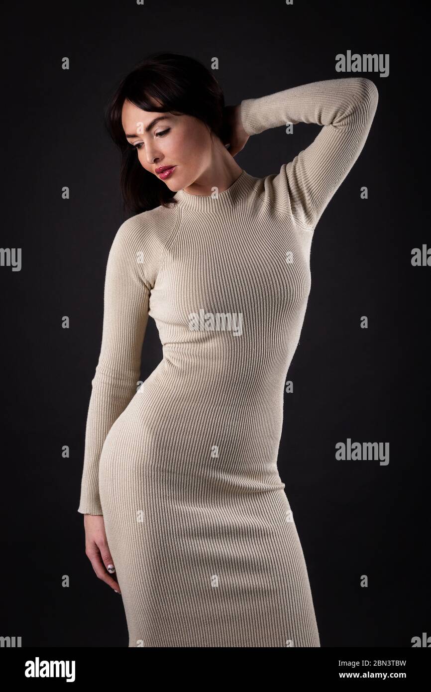 beige tight dress