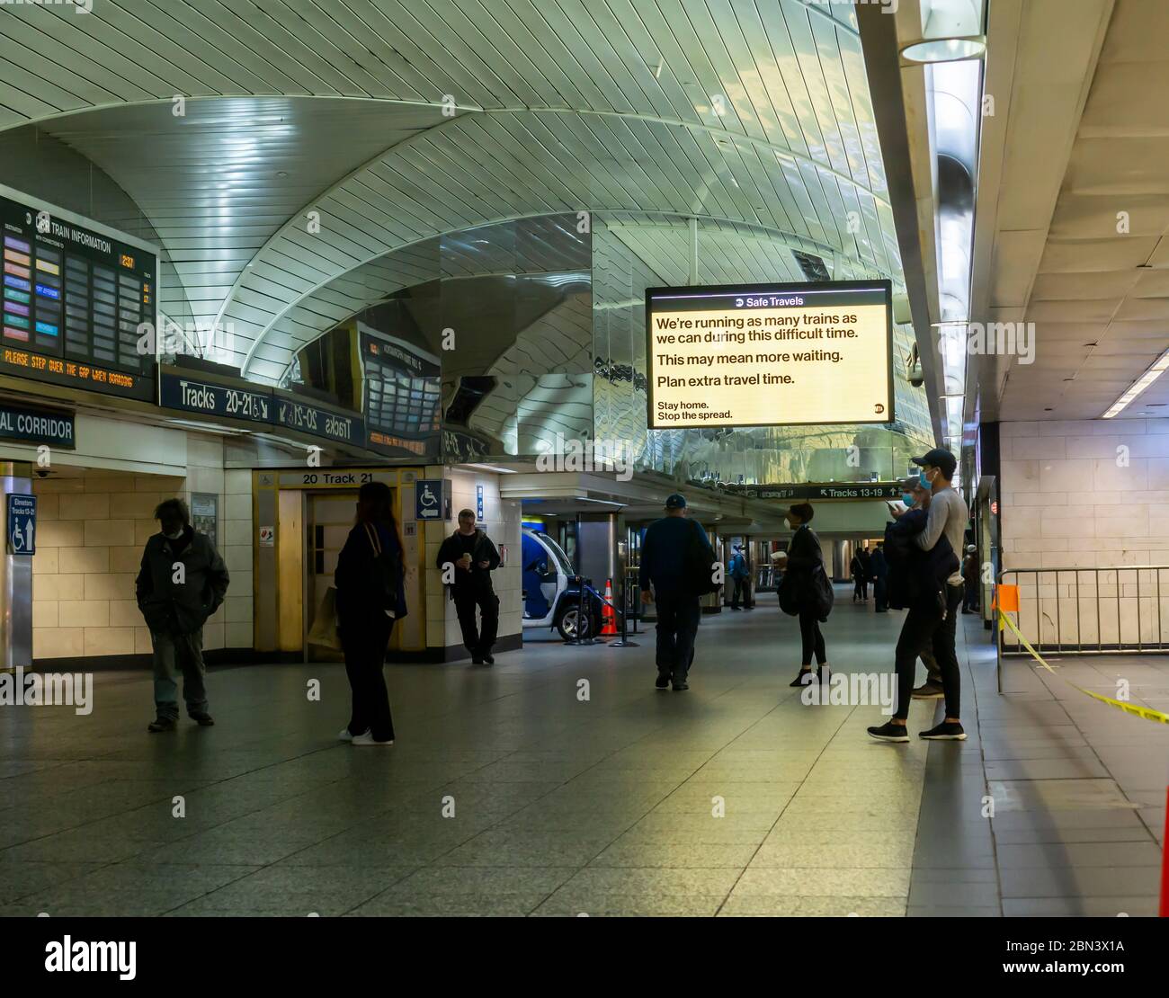 The Penn Station-34th Street Long Island Railroad concourse in New York on  Thursday, April 30, 2020. New York Gov. Andrew Cuomo announced that because  of the drop in ridership and the deteriorating