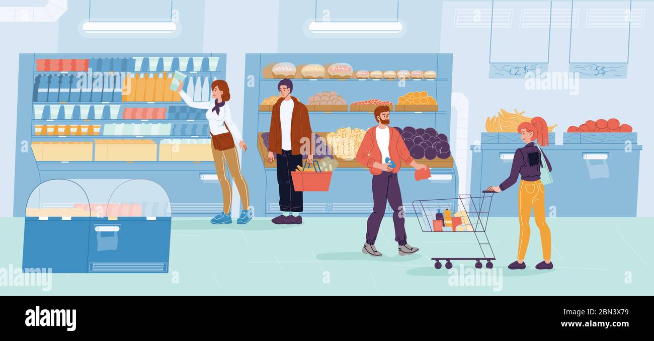 Daily family shopping in grocery store supermarket Stock Vector Image & Art Alamy
