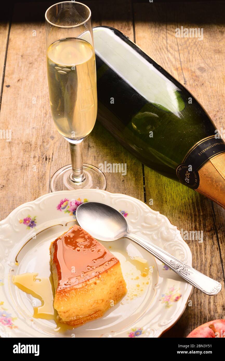 Milk pudding desert on the table Stock Photo - Alamy