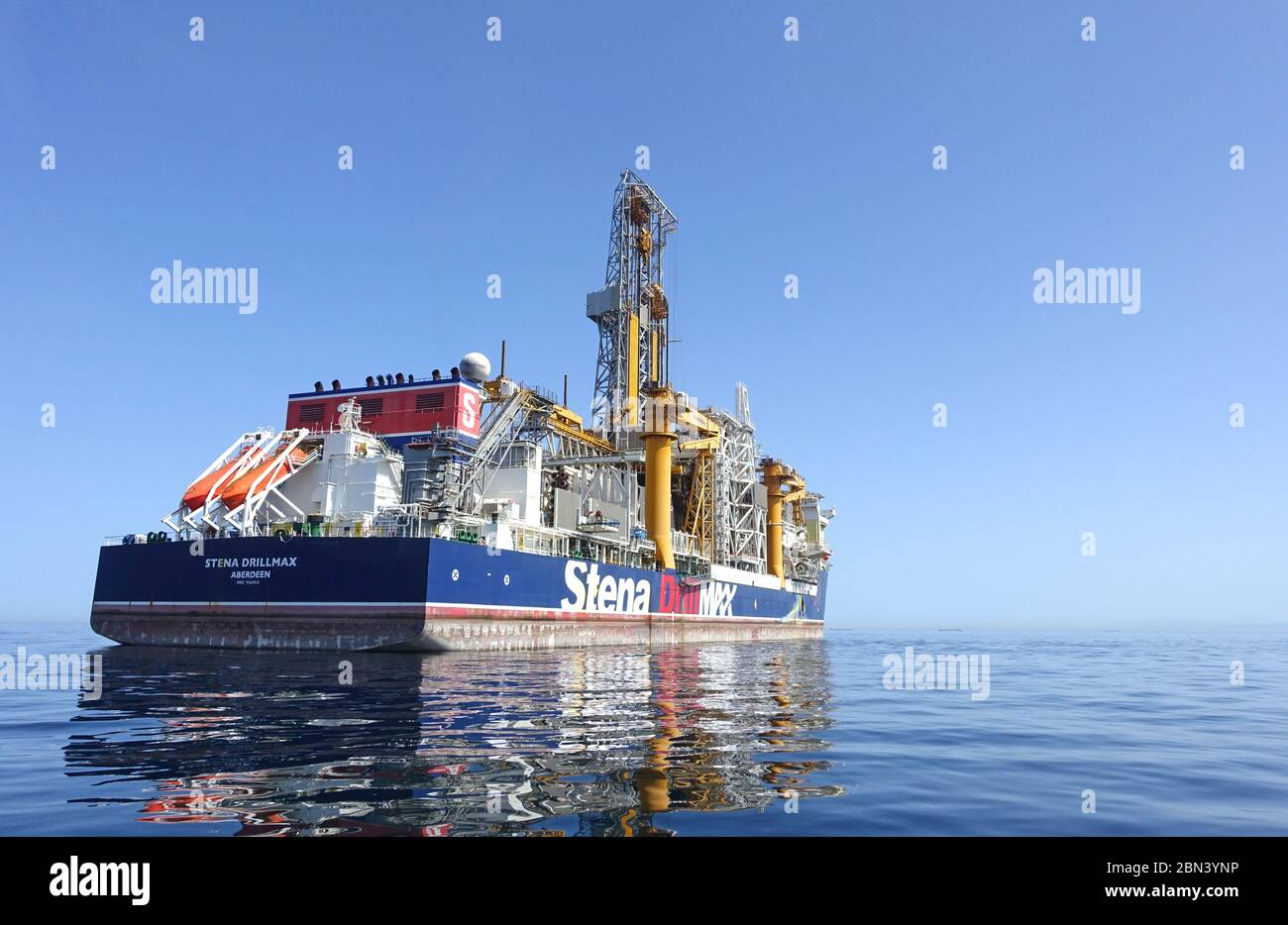 Gibraltar 03 May 2020: Stena DrillMax ship anchored in British Territorial Waters on the East side of Gibraltar Stock Photo