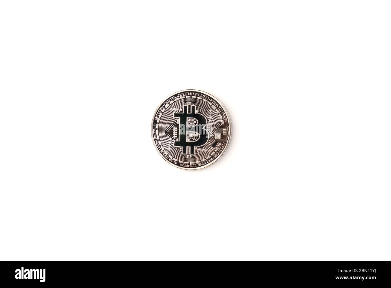 Silver Color Bitcoin Silver bitcoin with light effected isolated on white background Stock ...