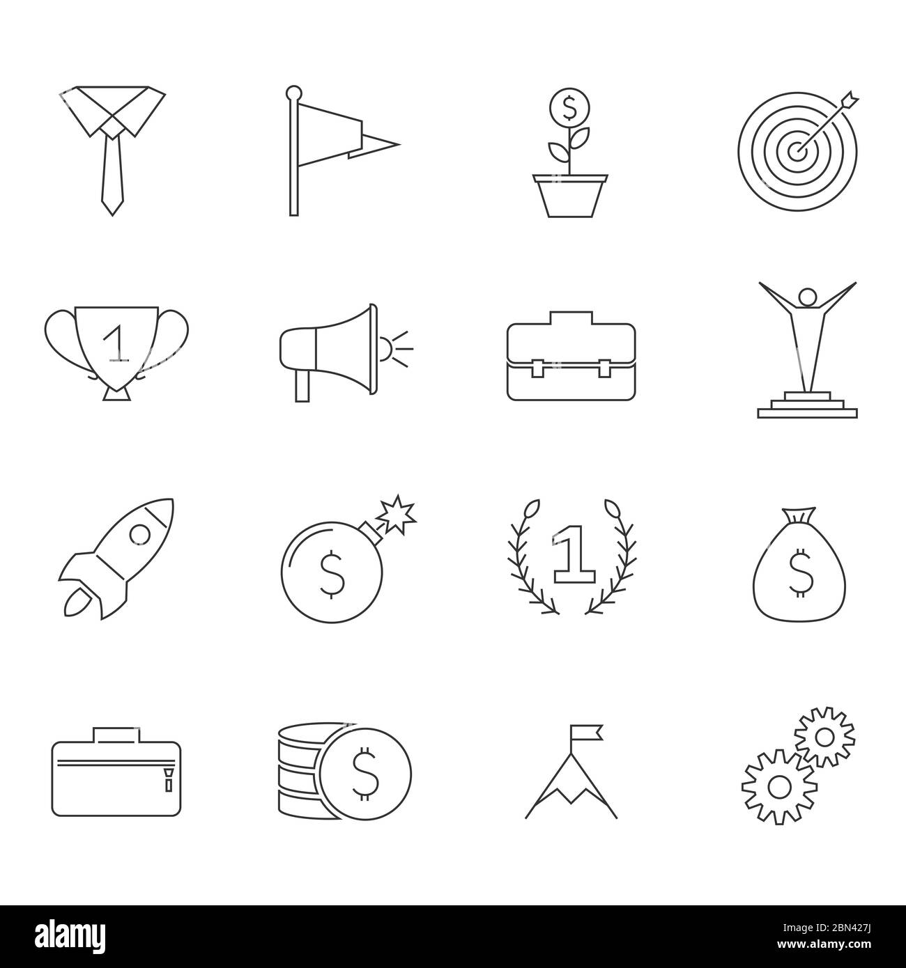 Business thin line icon set Stock Vector