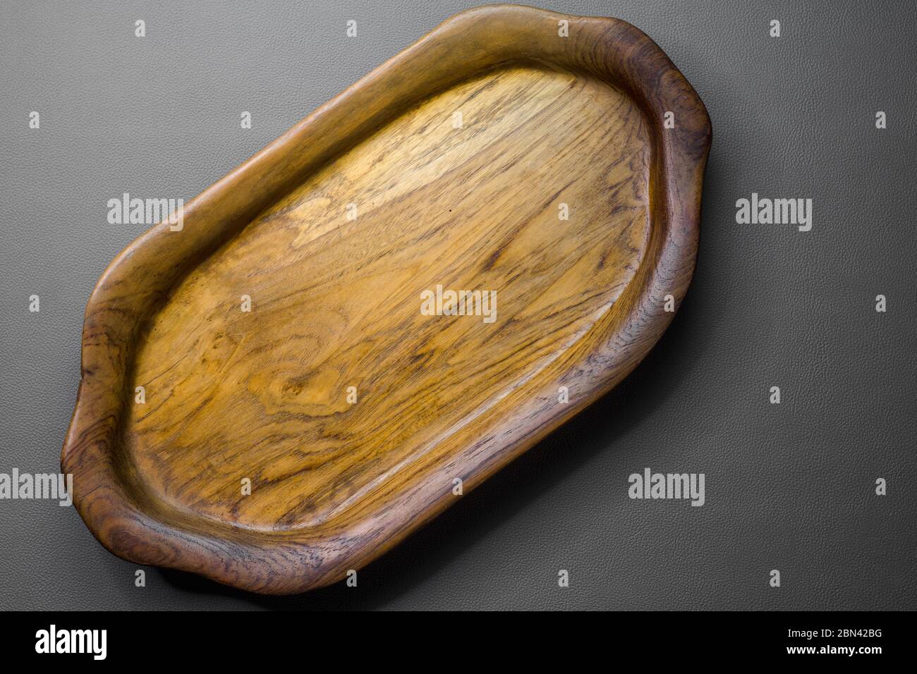 An empty wooden tray Stock Photo