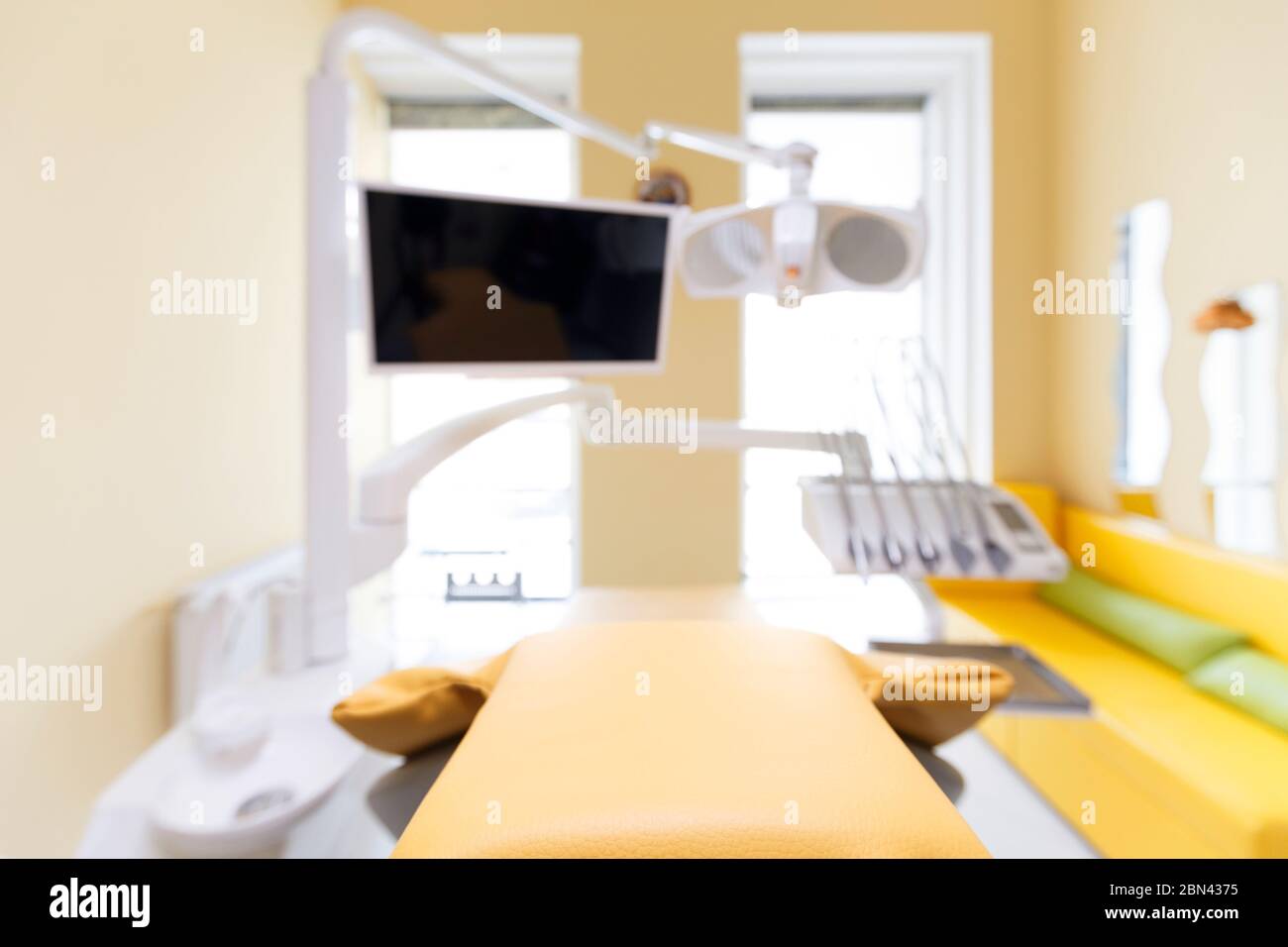 Blurred dentistry cabinet for professional tooth treatment Stock Photo