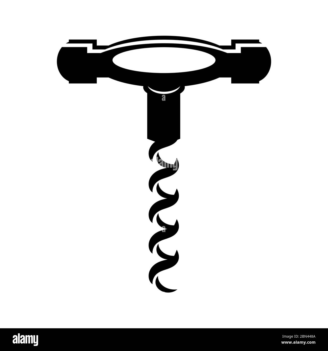 Retro Wood Corkscrew Icon for Opening Wine Bottle Isolated on White ...