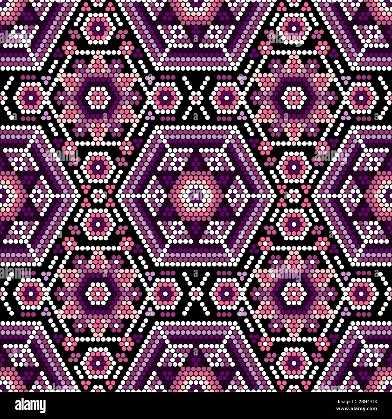 vector illustration of geometric seamless pattern inspired in mexican handmade huichol crafts style. Can be tiled Stock Vector