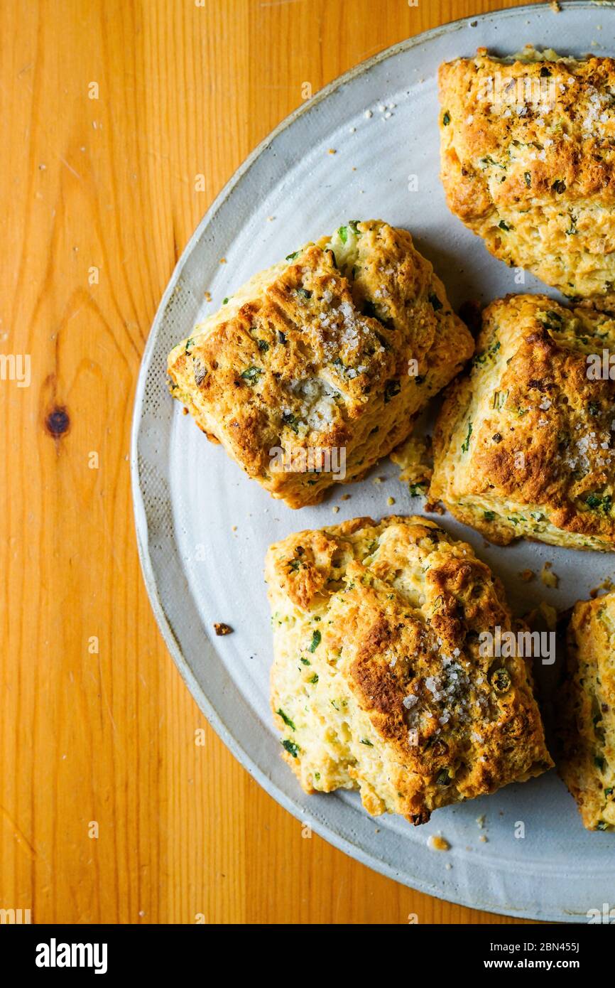 Sour cream and chive biscuits Stock Photo Alamy