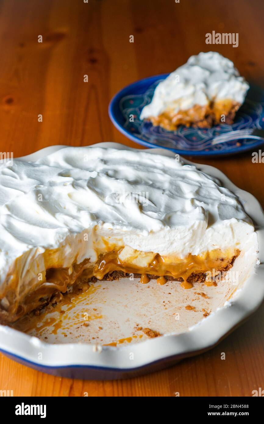 Banoffee Pie in a pie plate Stock Photo