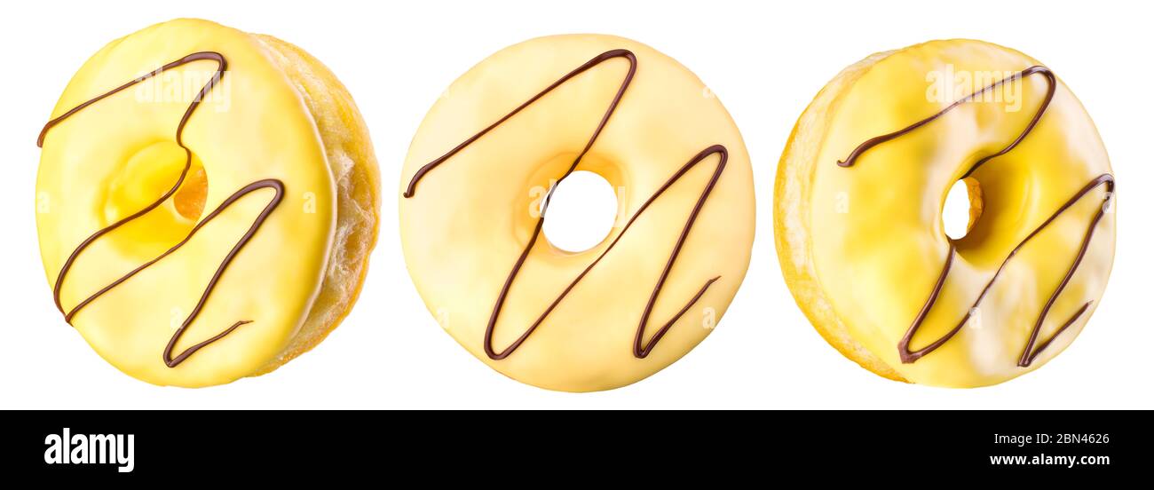 Set of glazed donuts with sprinkles on a white background Stock Photo ...