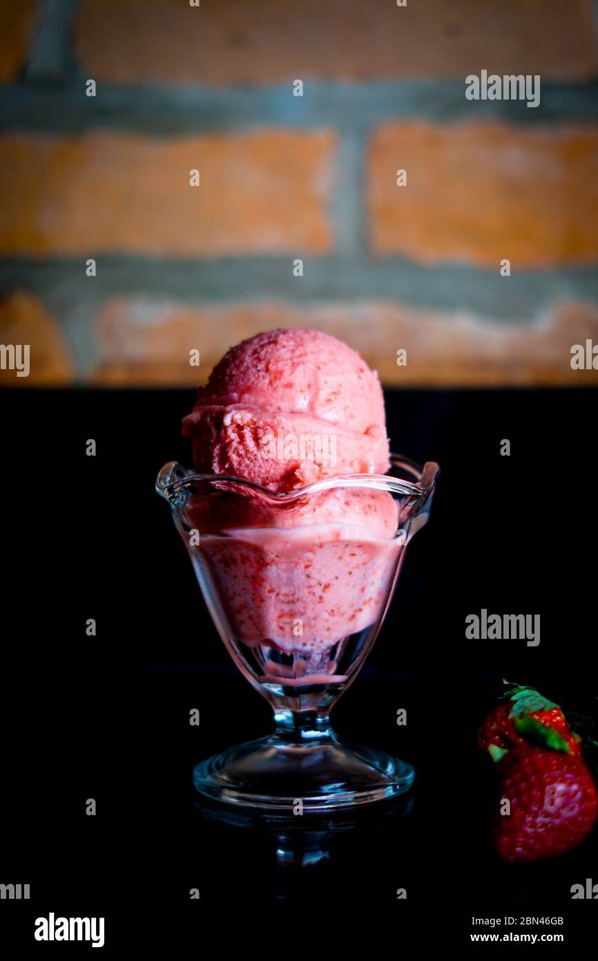 Homemade strawberry gelato Stock Photo