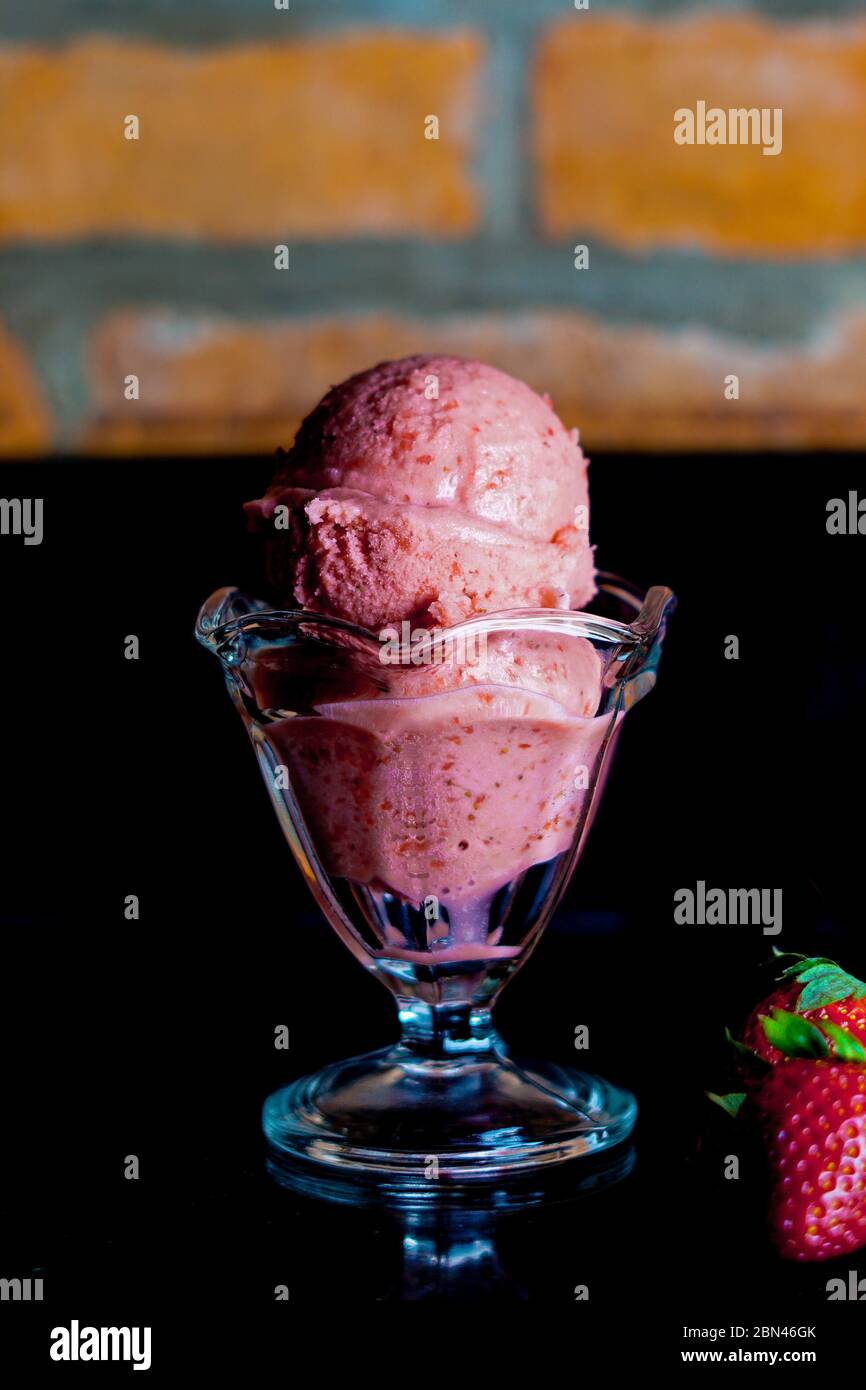 Homemade strawberry gelato Stock Photo