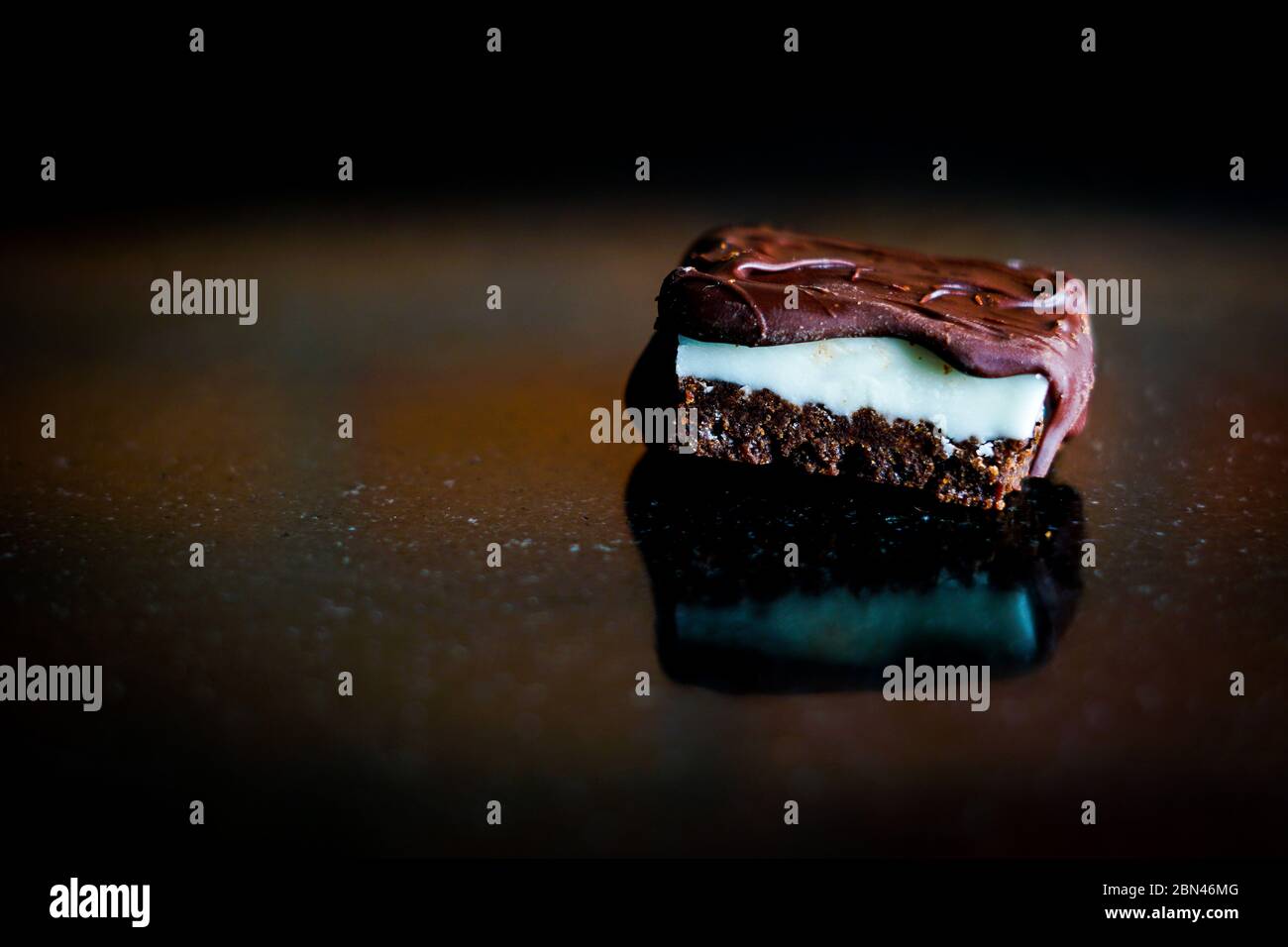 Chocolate peppermint bars on chocolate shortbread Stock Photo
