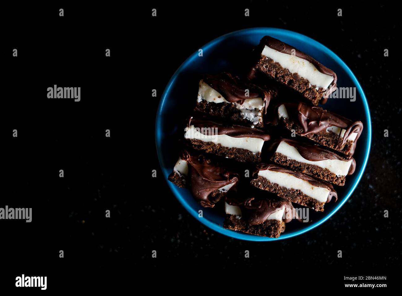 Chocolate peppermint bars on chocolate shortbread Stock Photo