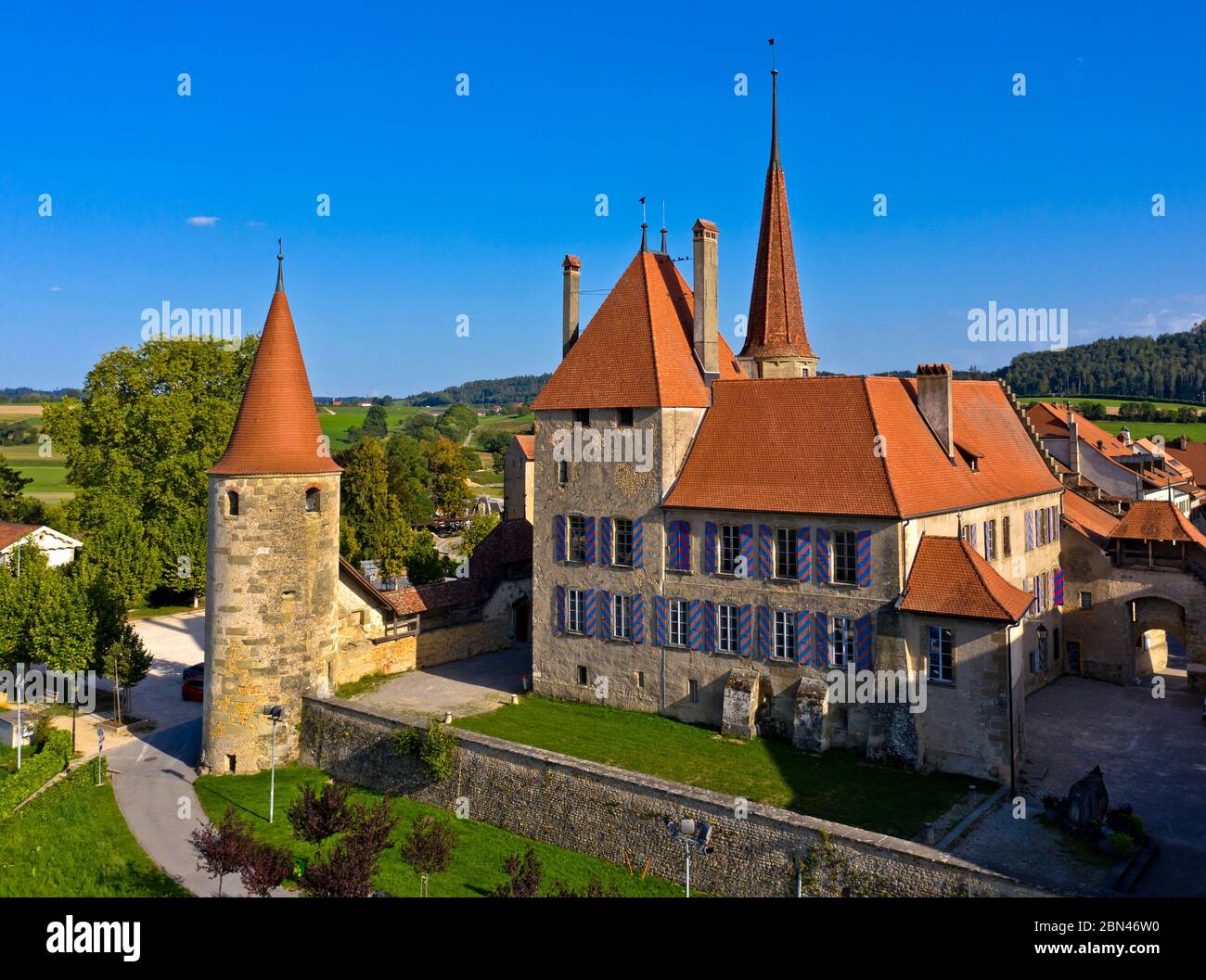 Avenches Castle, Chateau d’Avenches, Avenches, Canton of Vaud, Switzerland Stock Photo