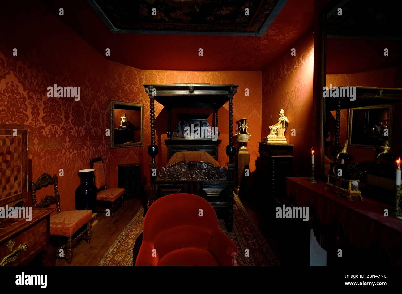 Victor Hugo's death bed in the bedroom of Maison de Victor Hugo in ...