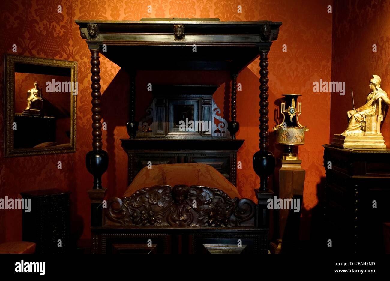 Victor Hugo's death bed in the bedroom of Maison de Victor Hugo in ...