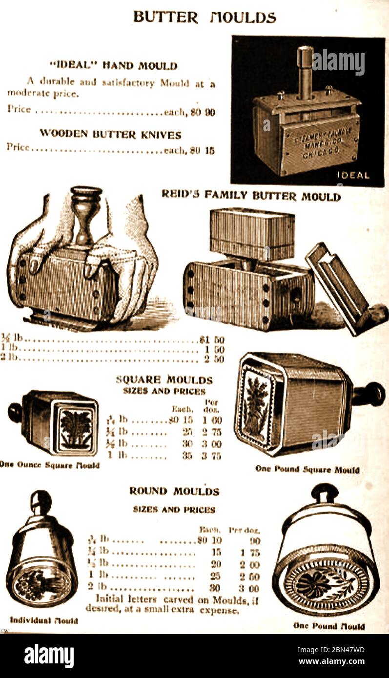 Dairy Industry in Britain - A wide range of tools were available for commercial dairy workers in 1904 . Though this page is from the catalogue of the Creamery Package Manufacturing Company USA ,similar tools and equipment were widely available in Britain. The Creamery Package Manufacturing Company produced processing equipment and other goods for the dairy industry with its base in Chicago. Its headquarter remained in the same building until the 1970's and the building was added to the National Register of Historic Places in 2011. Stock Photo