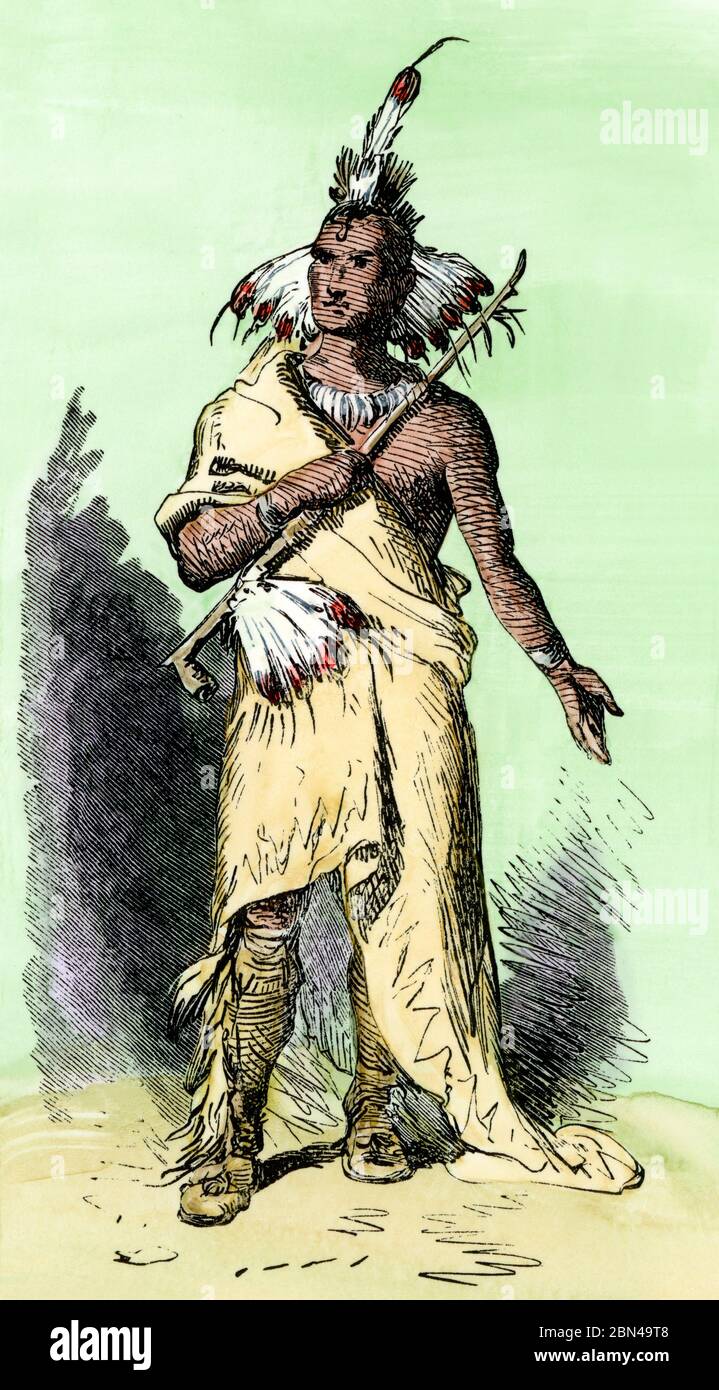 An early Georgia chief. Hand-colored woodcut Stock Photo