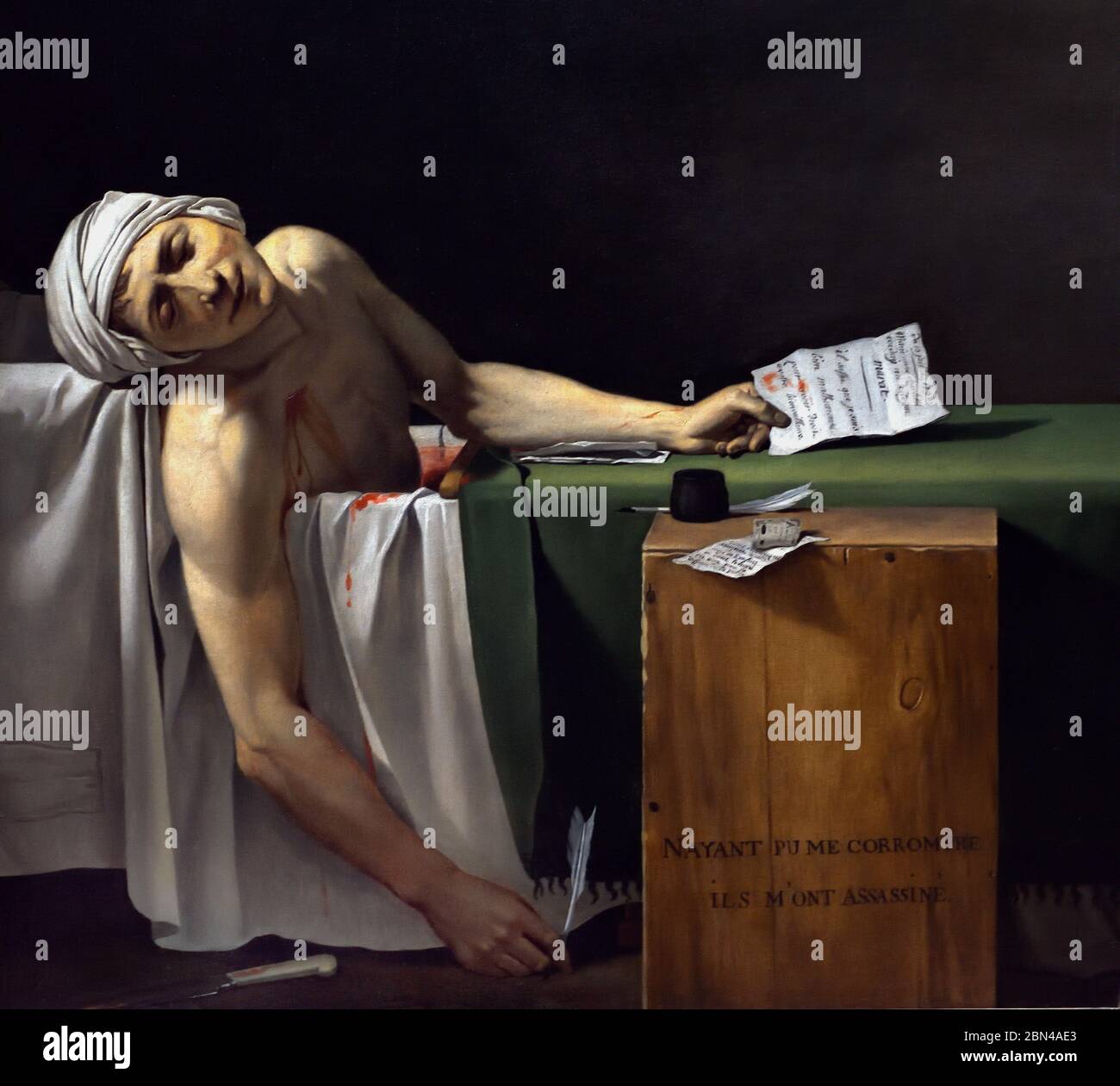 The assassination of Marat 1793 Jacques Louis David 1748-1825 France French ( Marat was assassinated by Charlotte Corday, ) Stock Photo