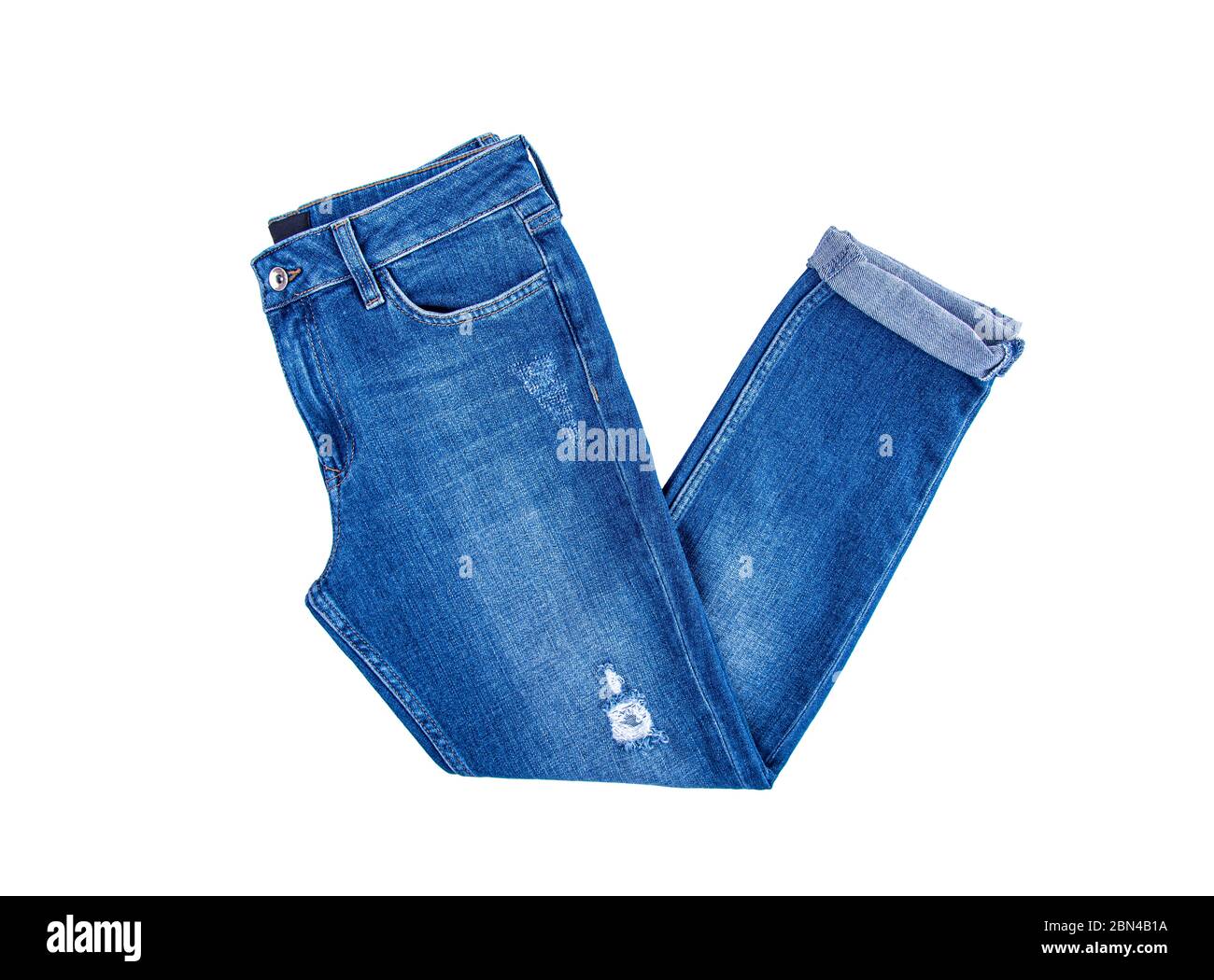Blue jeans isolated Stock Photo - Alamy