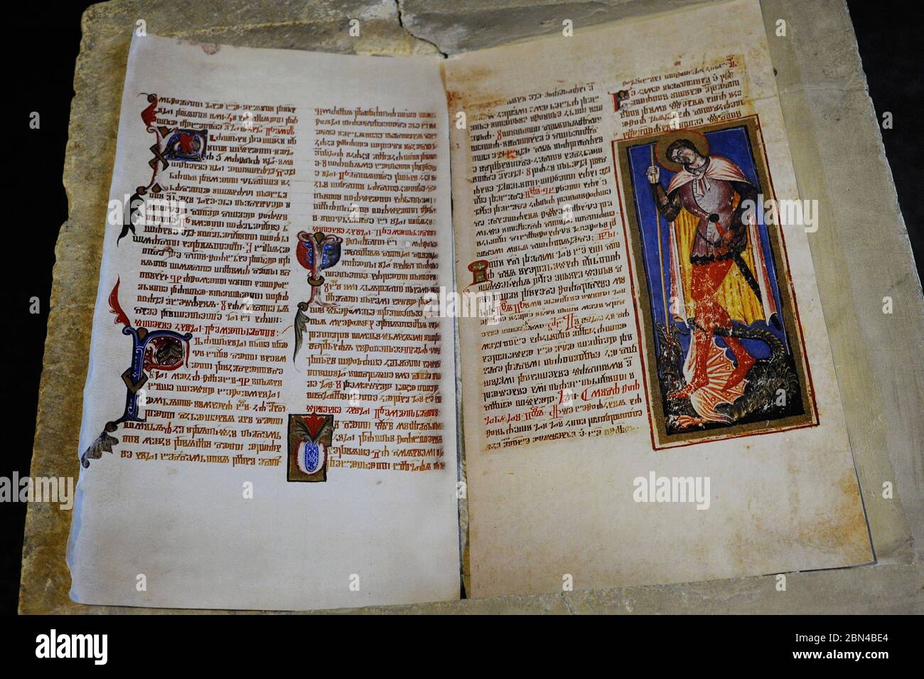 Illuminated manuscript. Middle Ages. Biskupija near Knin, Croatia. Museum of Croatian Archaeological Monuments, Split, Croatia. Stock Photo