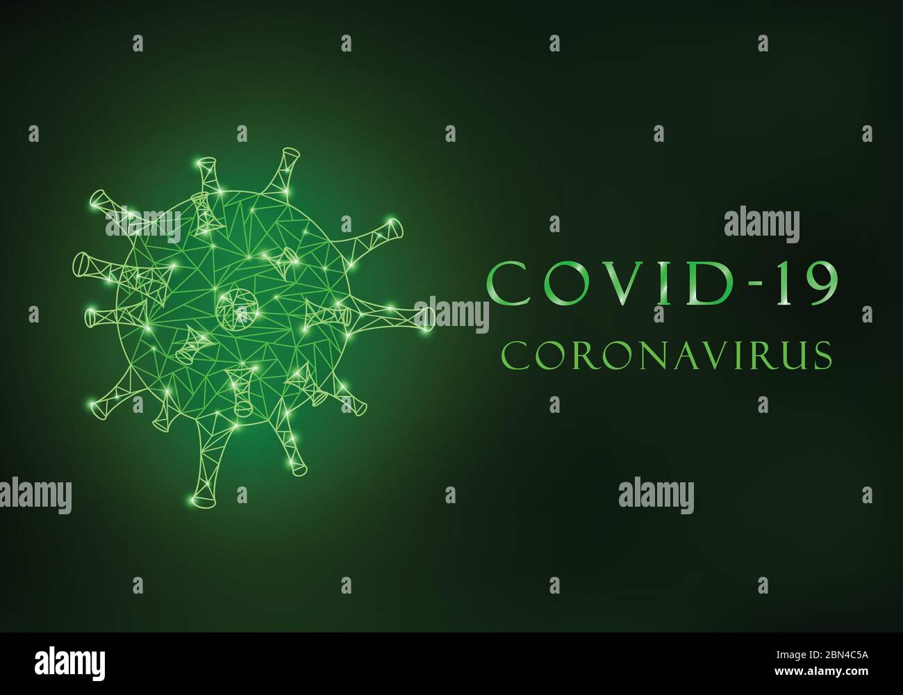 Covid-19 virus molecule from polygon mesh. Stock Vector