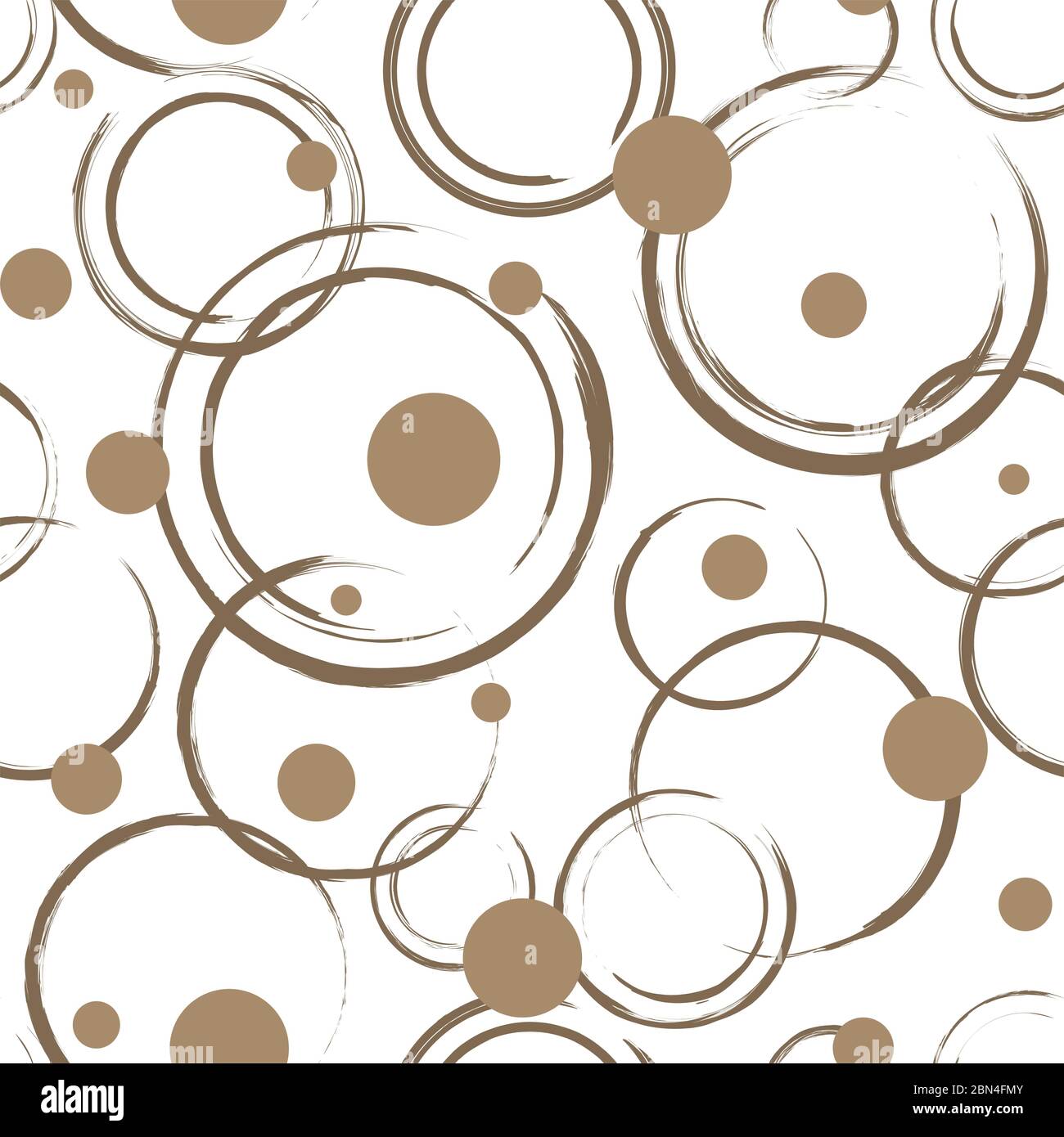 Seamless pattern with abstract brown circles on white background. Seamless texture in vector EPS8 format, pattern swatch included. Stock Vector