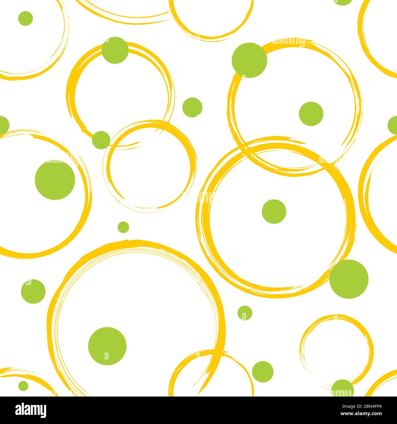 Seamless pattern. Abstract yellow and green circles on white background. Seamless texture in vector EPS8 format, includes pattern swatch. Stock Vector