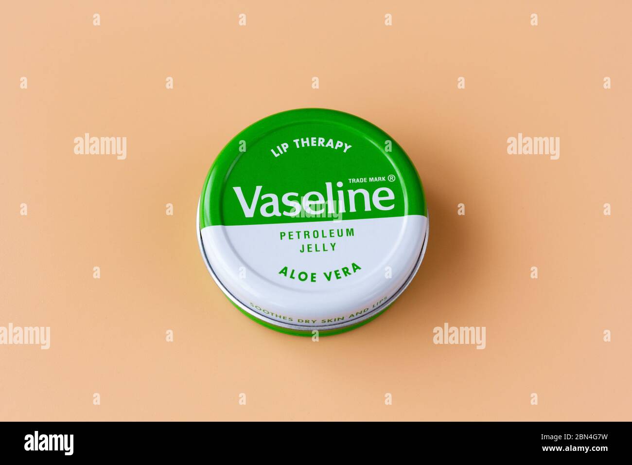 Pot of Vaseline Aloe Vera Lip Therapy for dry skin & lips Stock Photo