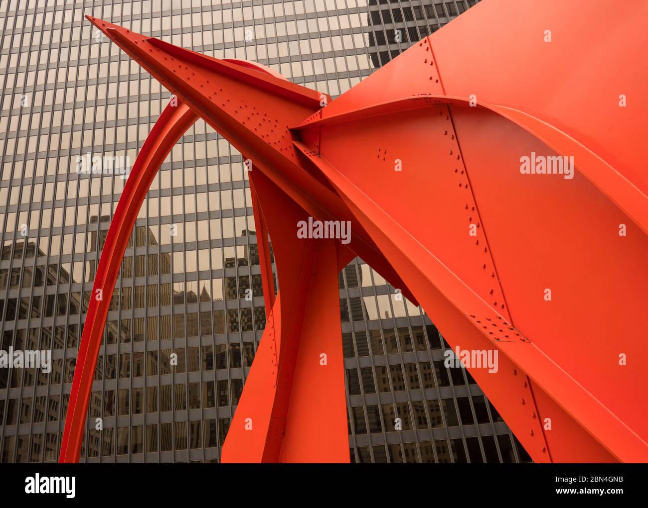Flamingo sculpture by Alexander Calder in federal plaza Chicago Illinois Stock Photo