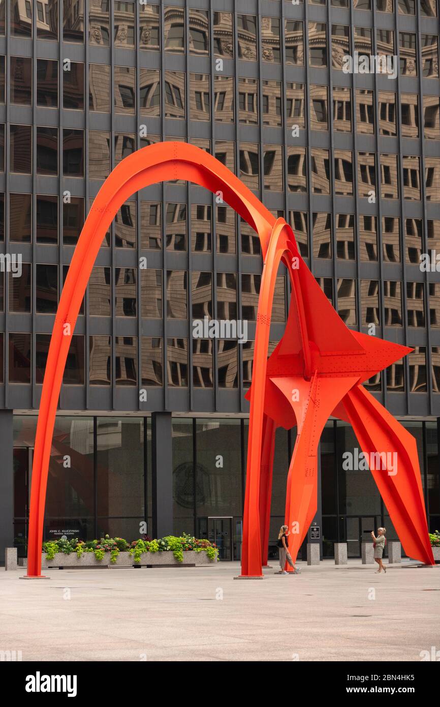 Flamingo sculpture by Alexander Calder in federal plaza Chicago Illinois  Stock Photo - Alamy