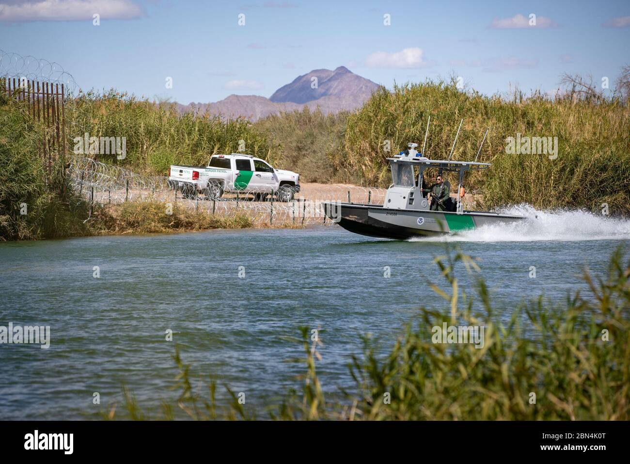 Yuma Sector Border Patrol Agents patrol the Colorado River near Yuma