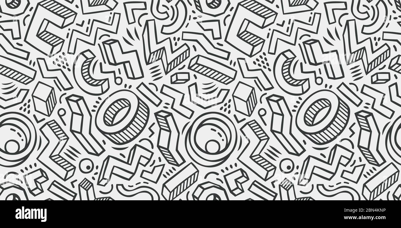Seamless background sketch. Hand-drawn geometric pattern vector illustration Stock Vector