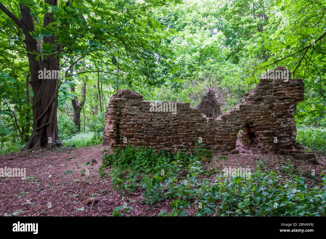 These ruins are all that remains of a medieval brick watchtower or ...
