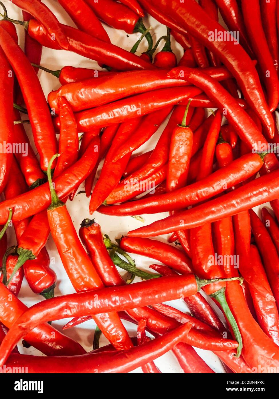 ripe spicy red chilli peppers for eating like a background Stock Photo