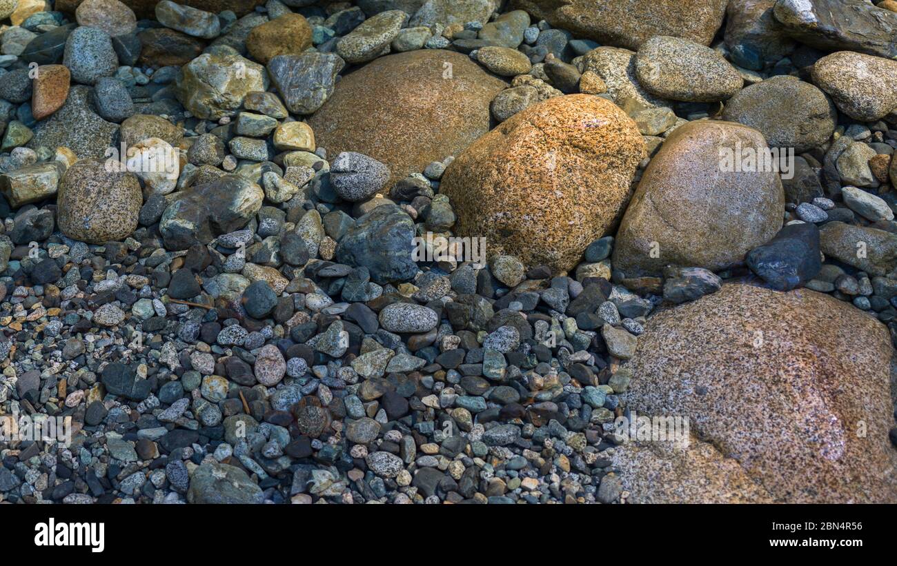 Stones along the coast seashore, Lynn Canyon Park, North Vancouver ...