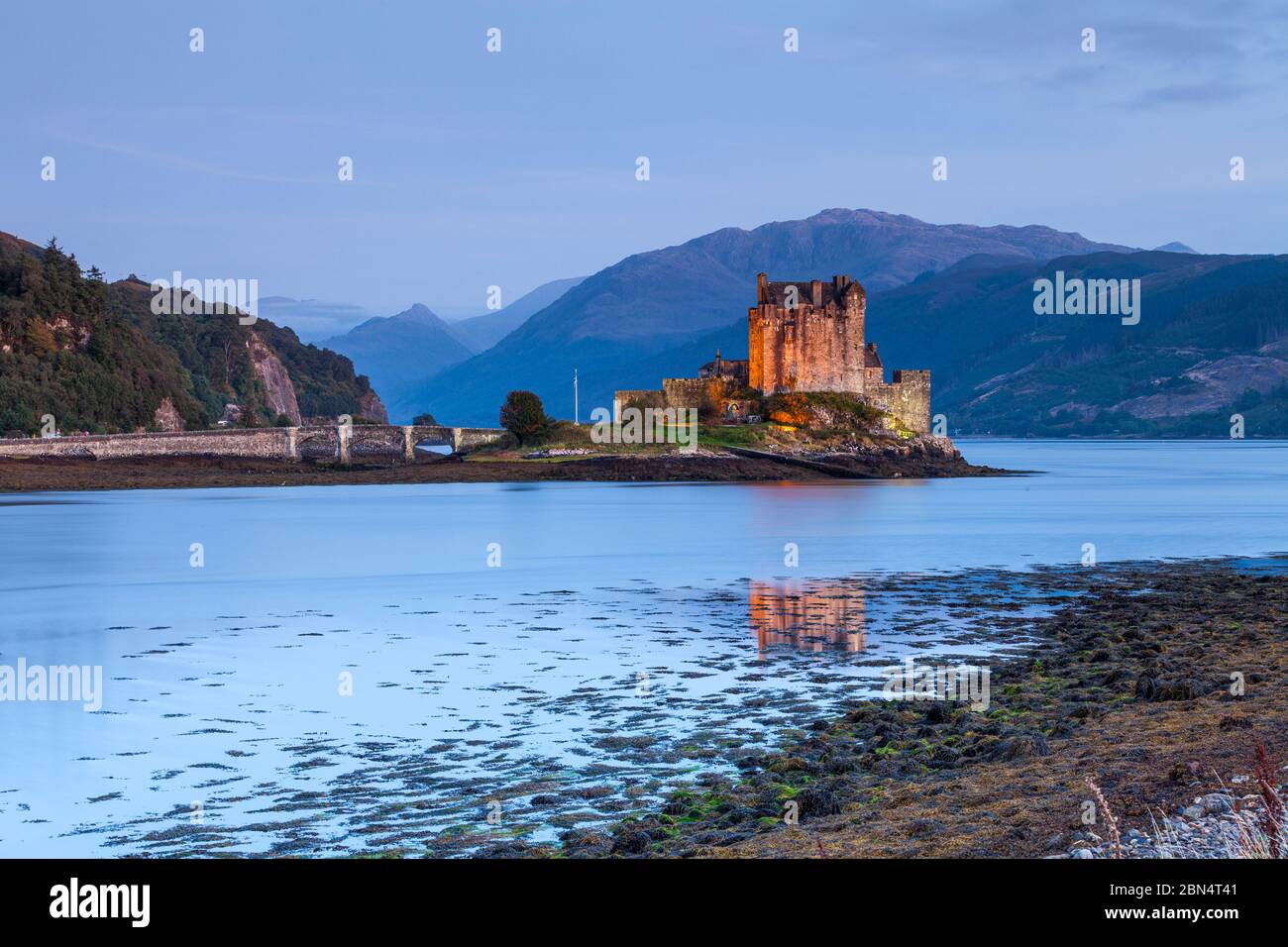 Eilean Donan Castle, Loch Duich, Dornie, Kyle of Lochalsh, Western Highlands, Scotland Stock Photo