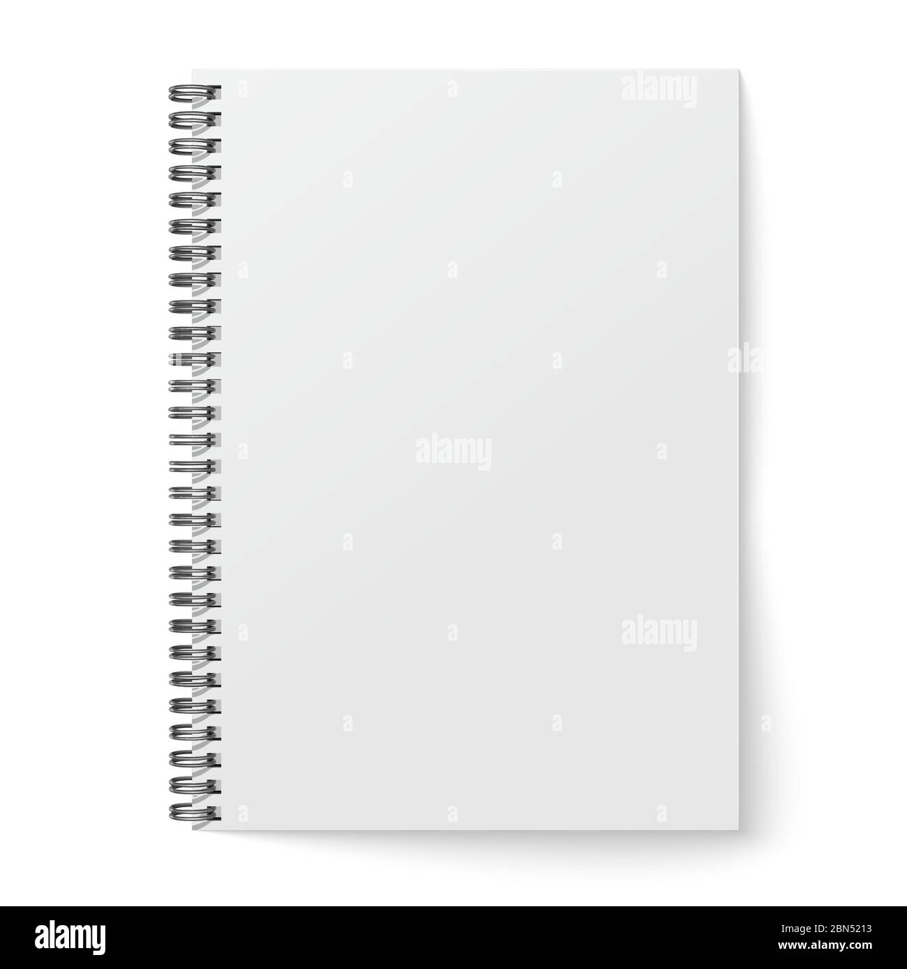 Blank closed realistic spiral notepad mockup isolated on white ...