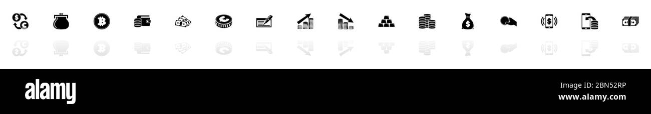 Cash icons - Black horizontal Illustration symbol on White Background ...