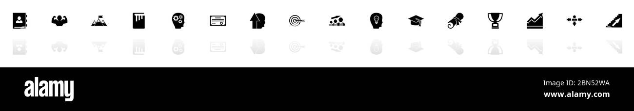 Personal Development icons - Black horizontal Illustration symbol on ...