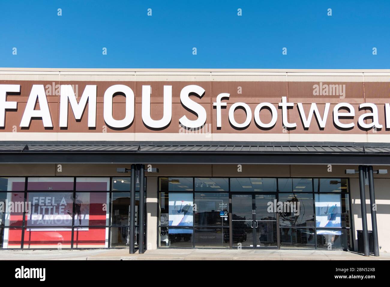 Exterior storefront of Famous footwear shoe store in Wichita, Kansas, USA. Stock Photo