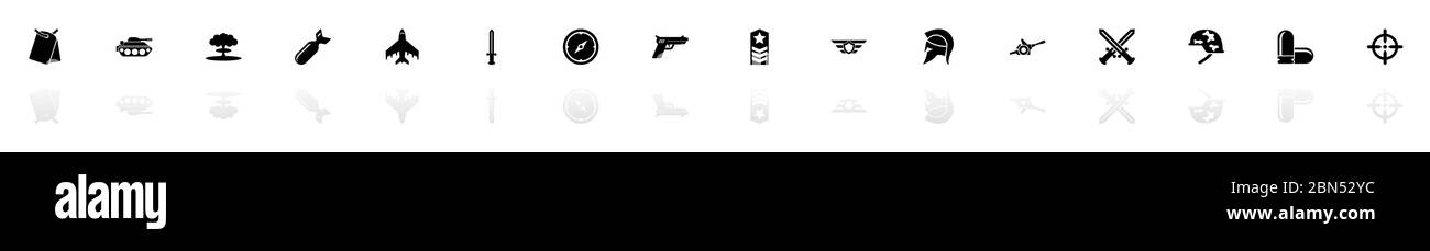War icons - Black horizontal Illustration symbol on White Background ...