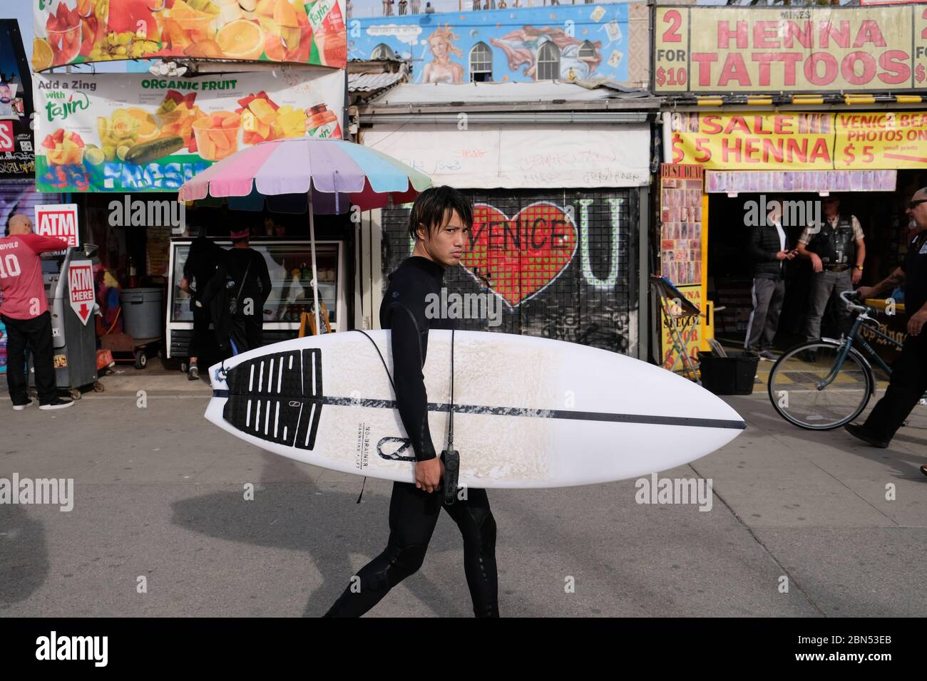 Surfer at on Venice Beach Boardwalk Stock Photo - Alamy