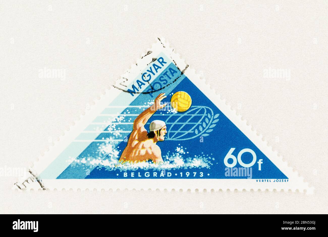 SEATTLE WASHINGTON - May 11, 2020: Water polo World Aquatics Championship at Belgrade  in 1973 on Hungary stamp with copy space. Scott # 2262 Stock Photo