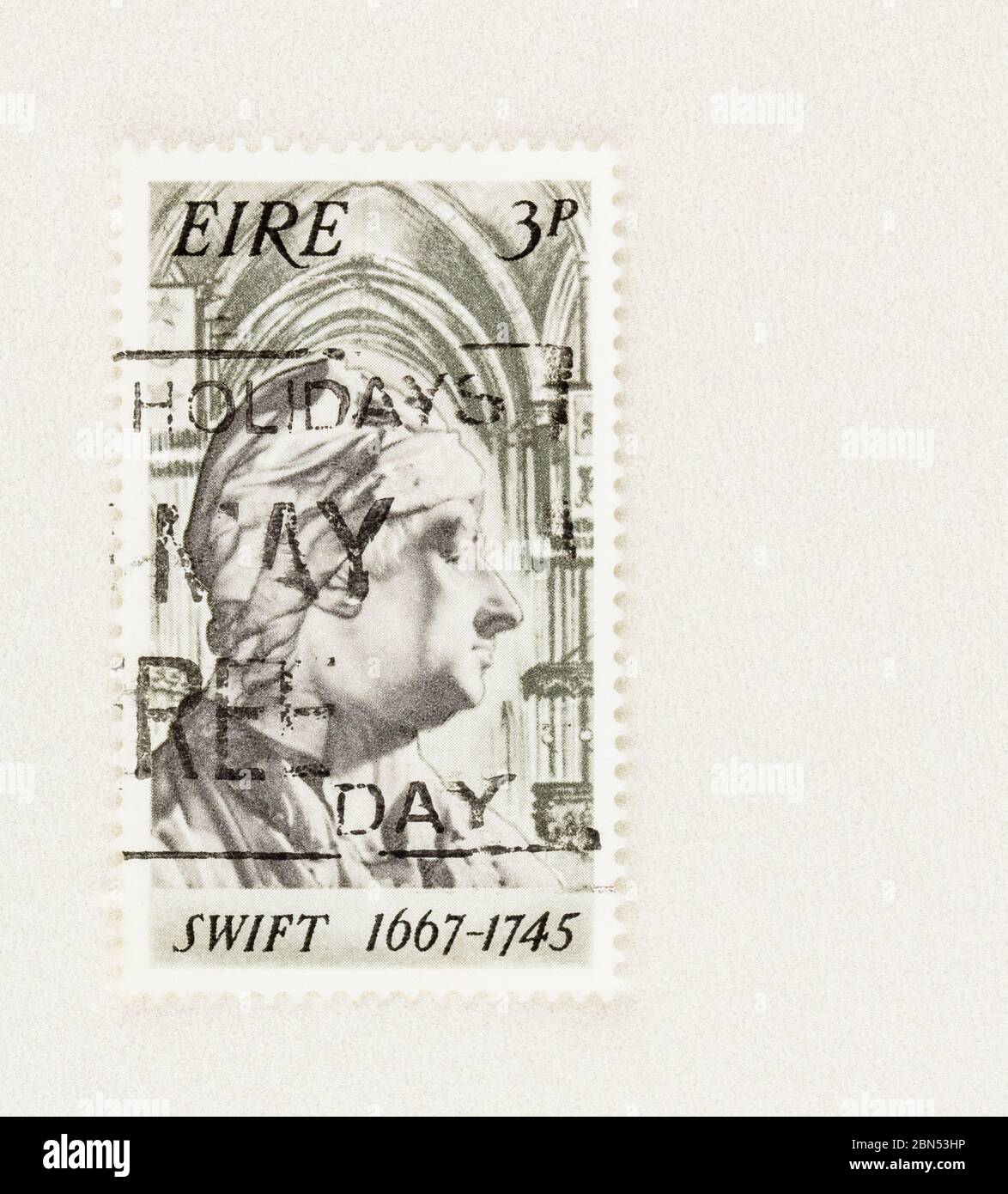 SEATTLE WASHINGTON - May 11, 2020: Irish stamp commemorating 300th anniversary of the birth of Jonathan Swift, author of Gulliver's Travels.  Sc#240 Stock Photo