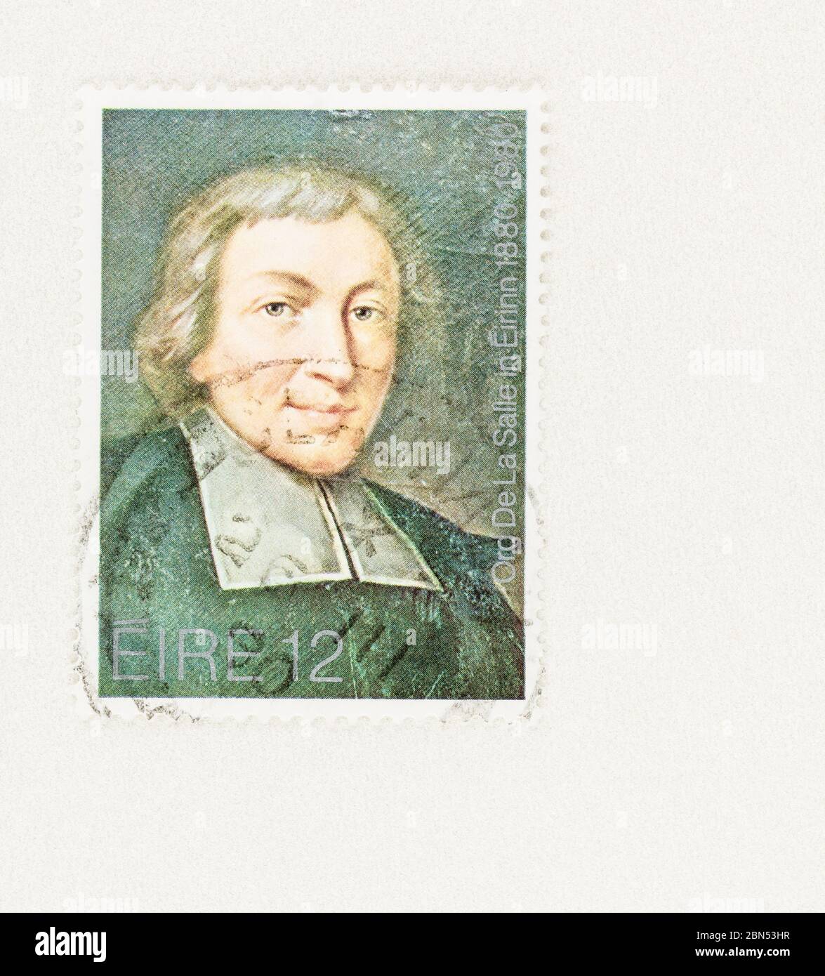 SEATTLE WASHINGTON - May 11, 2020:  Brother St. Jean-Baptiste de la Salle on 1980 stamp, commemorating 100 years of the Order in Ireland. Scott # 477 Stock Photo