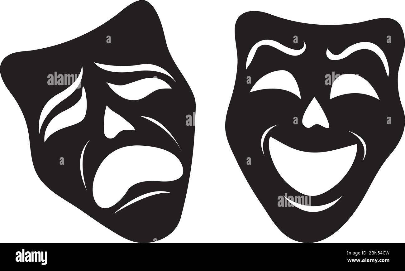 Black and white masks - happy and sad Stock Vector Image & Art - Alamy