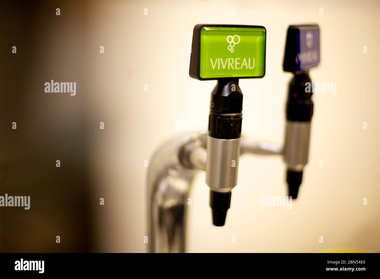 Vivreau water tap dispensing hot and cold water, Stock Photo